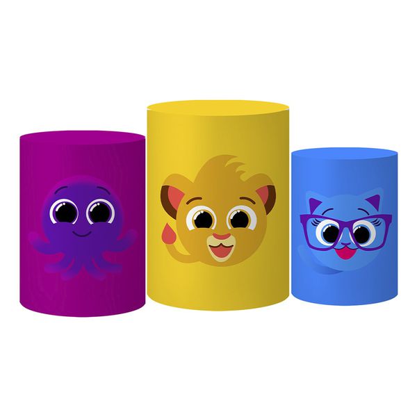 Trio Capas Cilindro Tema Bolofofos Colorido Veste Fácil