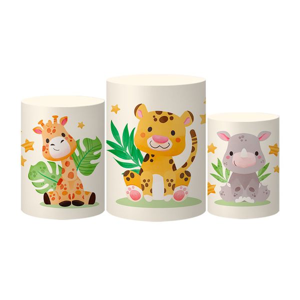 Trio Capas Cilindro Tema Animais Veste Fácil C/ Elástico