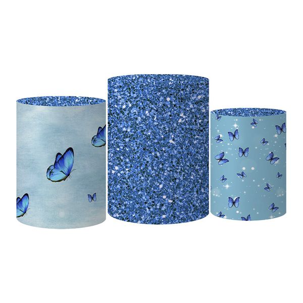Trio Capas Cilindro Tema Borboleta Azul Veste Fácil C / Elástico