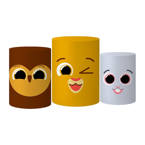Trio Capas Cilindros Tema Bolofofos Felizes Veste Fácil C/ Elástico