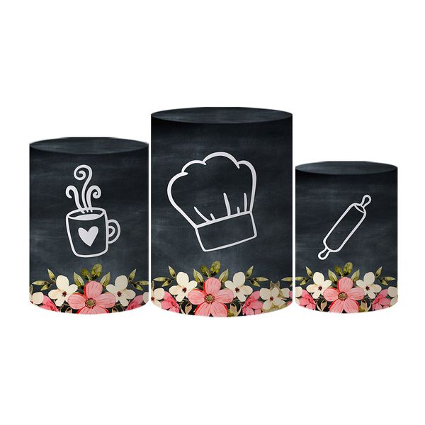 Trio Capas Cilindro Tema Chá de Cozinha 1 Veste Fácil C/ Elástico