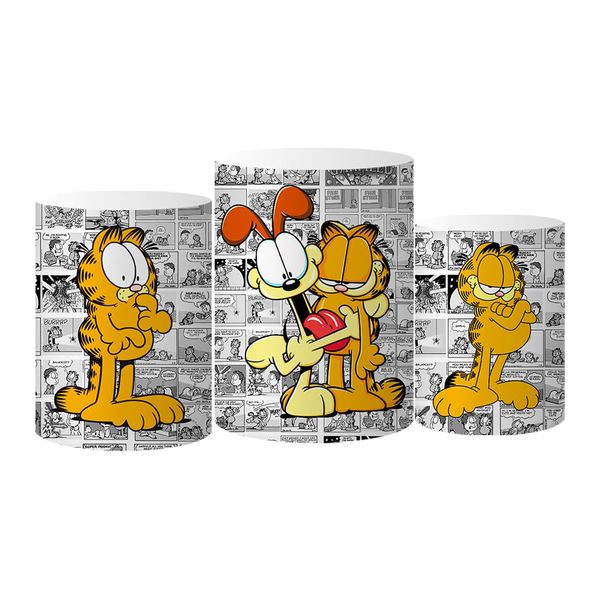 Trio Capas Cilindro Tema Garfield Veste Fácil C/ Elástico