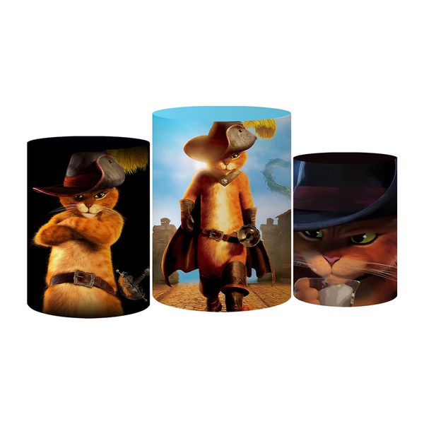 Trio Capas Cilindro Tema Gato de Botas Veste Fácil C/ Elástico