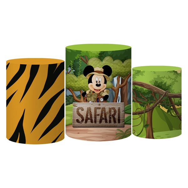 Trio Capas Cilindros Tema Mickey Safari Veste Fácil C/ Elástico