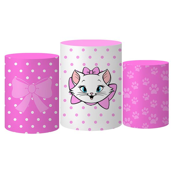 Trio Capas Cilindro Tema Gatinha Marie Veste Fácil C/ Elástico