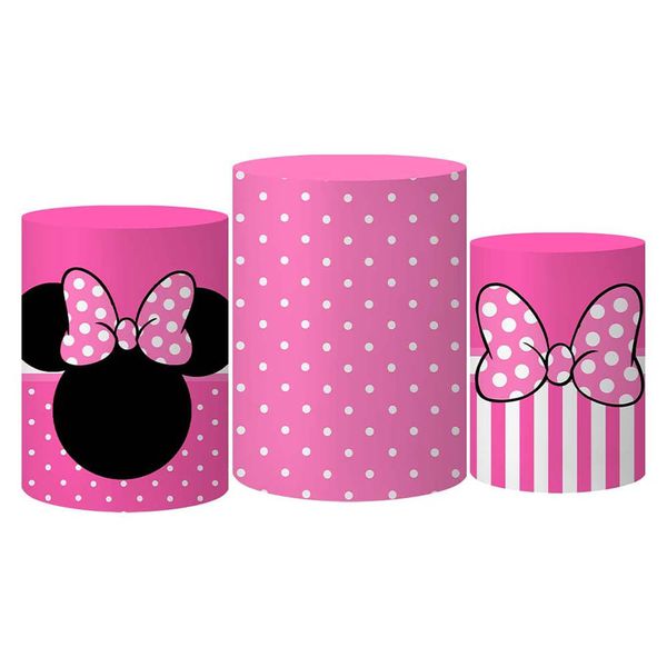 Trio Capas Cilindro Tema Minnie Rosa Veste Fácil C/ Elástico