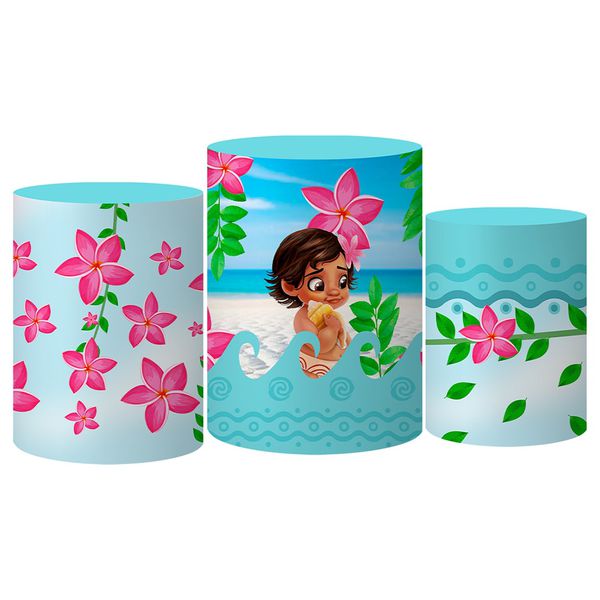 Trio Capas Cilindro Tema Moana Baby Veste Fácil C/ Elástico