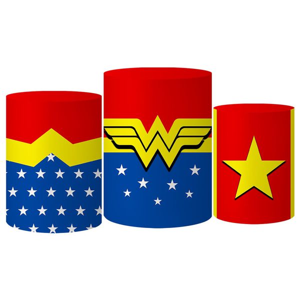 Trio Capas Cilindro Tema Mulher Maravilha Cute Veste Fácil