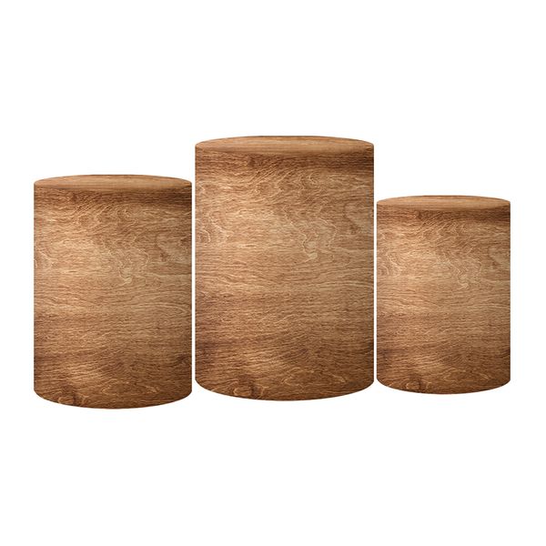 Trio Capas Cilindro Tema Amadeirado Veste Fácil C/ Elástico