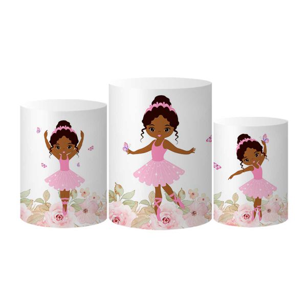 Trio Capas Cilindros Tema Bailarina Floral 2 Veste Fácil C/ Elástico