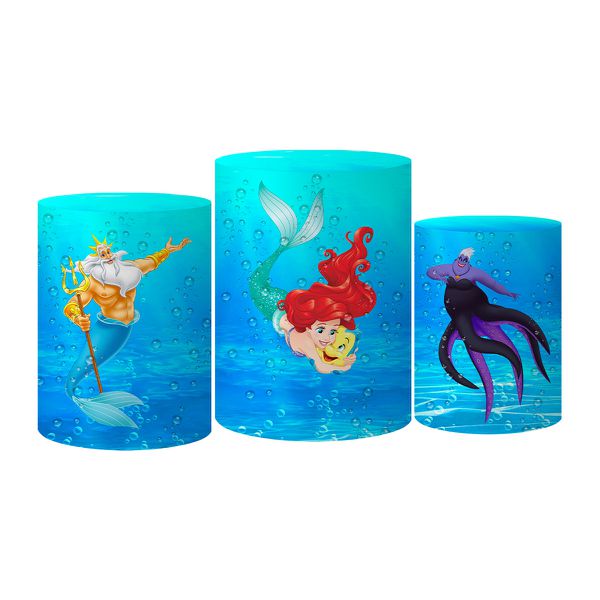Trio Capas Cilindros Tema Pequena Sereia 2 Veste Fácil C/ Elástico
