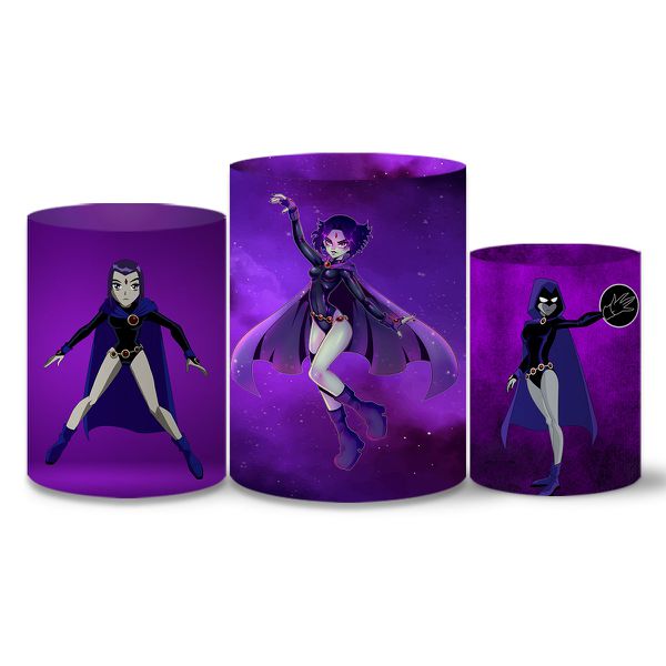 Trio Capas Cilindros Tema Teen Titans Ravena Veste Fácil