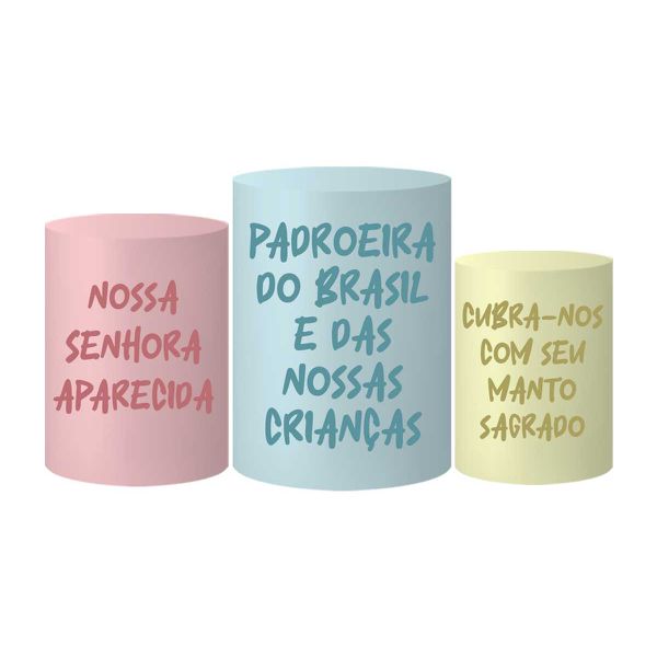 Trio Capas Cilindros Tema Nossa Senhora Veste Fácil C/ Elástico