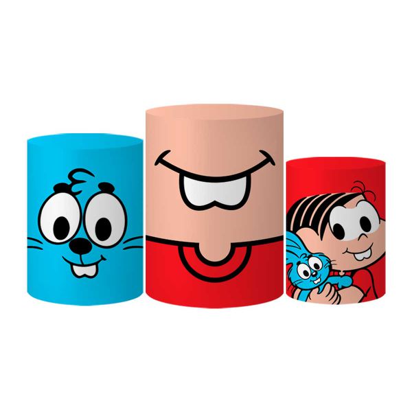 Trio Capas Cilindros Tema Monica e Sansão Veste Fácil C/ Elástico