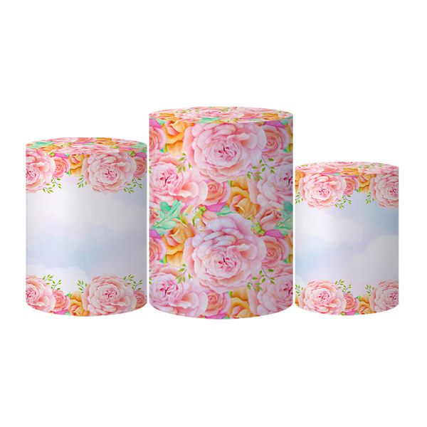 Trio Capas Cilindros Tema Unicórnio Floral Veste Fácil C/ Elástico