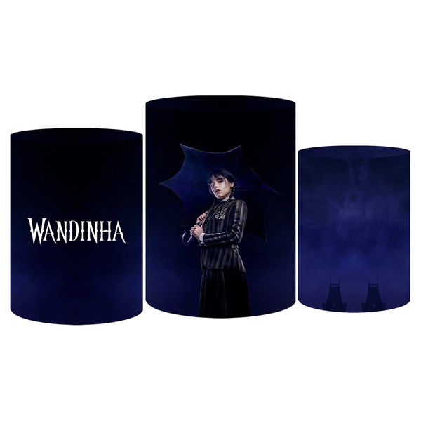 Trio Capas Cilindro Tema Wandinha Veste Fácil C/ Elástico