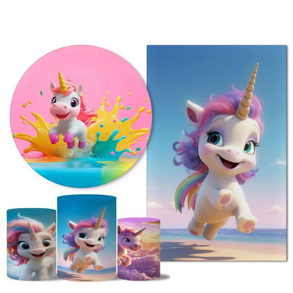 Trio Capas + Painéis Casado Tema Unicornio 3d