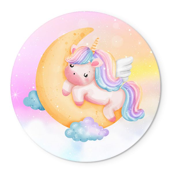 Painel Redondo Abre Fácil Tema Unicornio Arco Iris