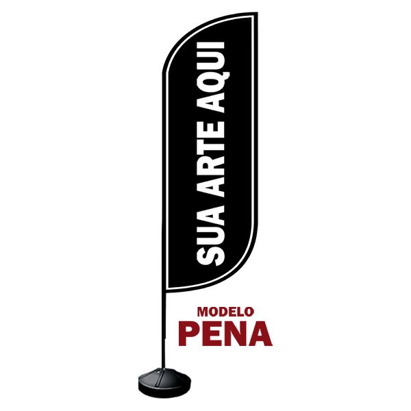  Wind Banner Seu Tema Aqui Modelo Pena Fly Flag Dupla Face 3,2m Completo 