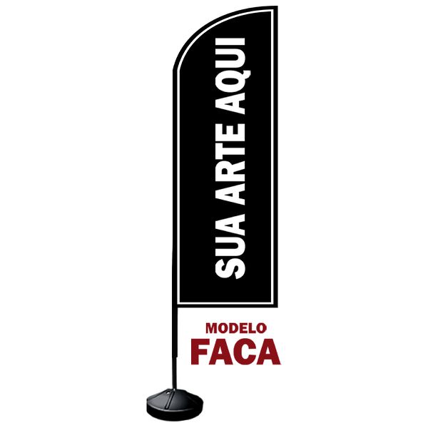 Wind Banner Seu Tema Aqui Modelo Faca Fly Flag Dupla Face 3,2m Completo 