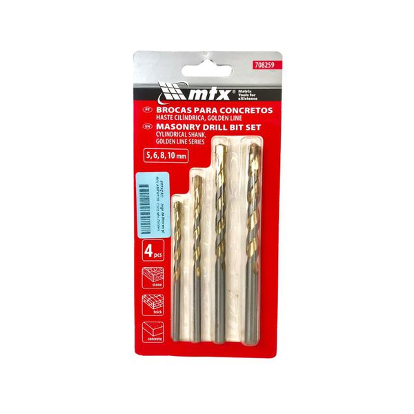 Jogo de Brocas p/ Concreto Golden Line 5-6-8-10mm 4pc