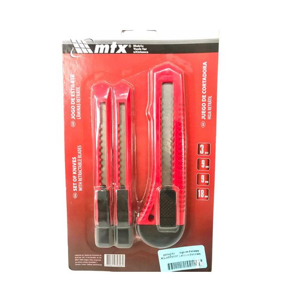 Jogo de Estiletes Laminas Retrateis 9-9-18mm 3pc - MTX