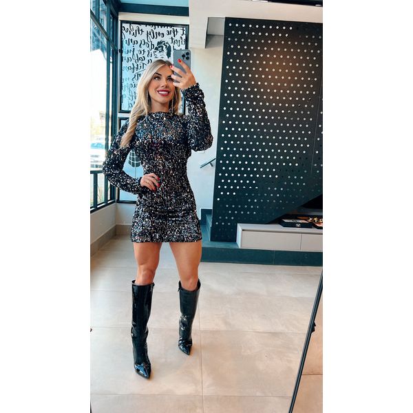 vestido paete chumbo