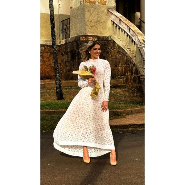 Vestido Manga Renda