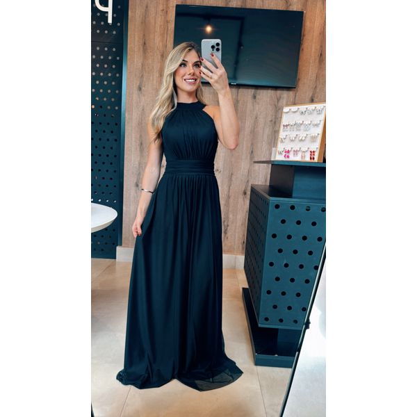 Vestido Romana Tule Preto