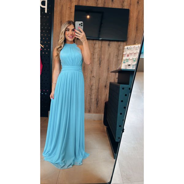 Vestido Romana Tule Azul Serenity