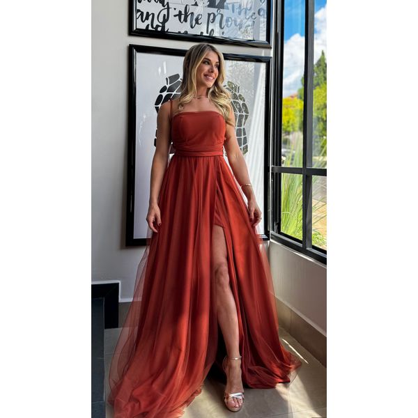  Vestido Malu tule Terracota