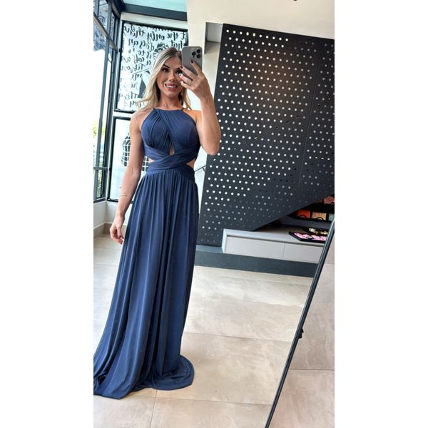 Vestido Ágata Tule Azul Marinho