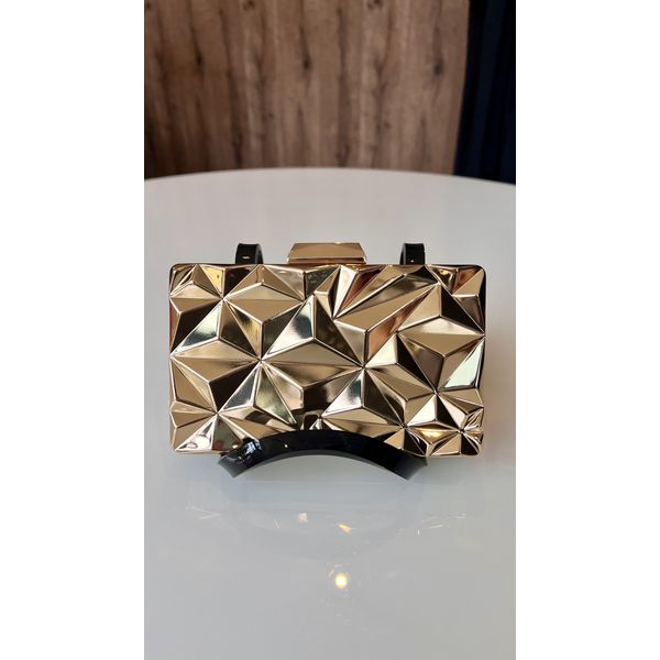 Clutch Geométrica Dourada 