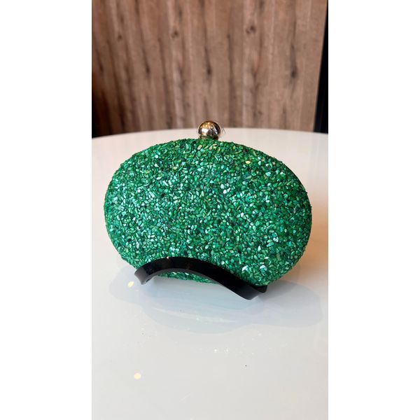 Clutch Pedrarias Verde Bandeira