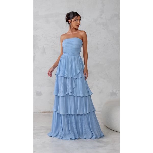 Vestido Hanna Plissado Azul Serenity