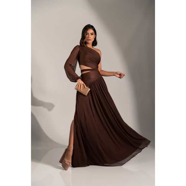 Vestido Stéfany marrom