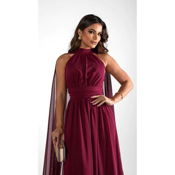 Vestido Romana capa Marsala