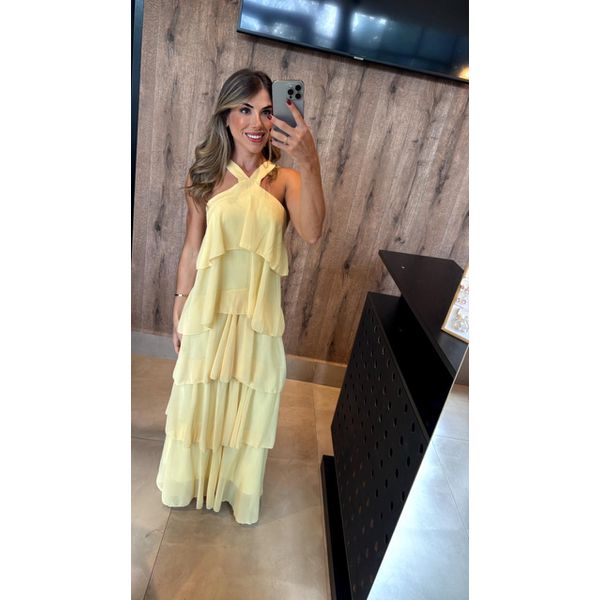 Vestido longo Luciene amarelo 