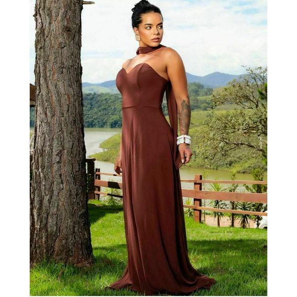 vestido serena marrom