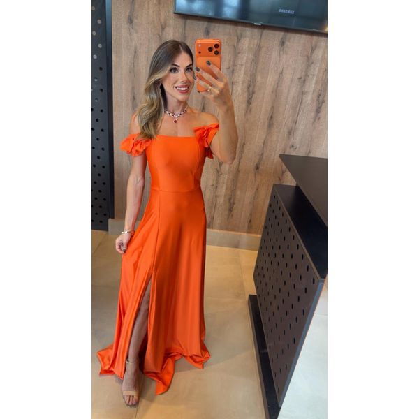 vestido mira laranja 