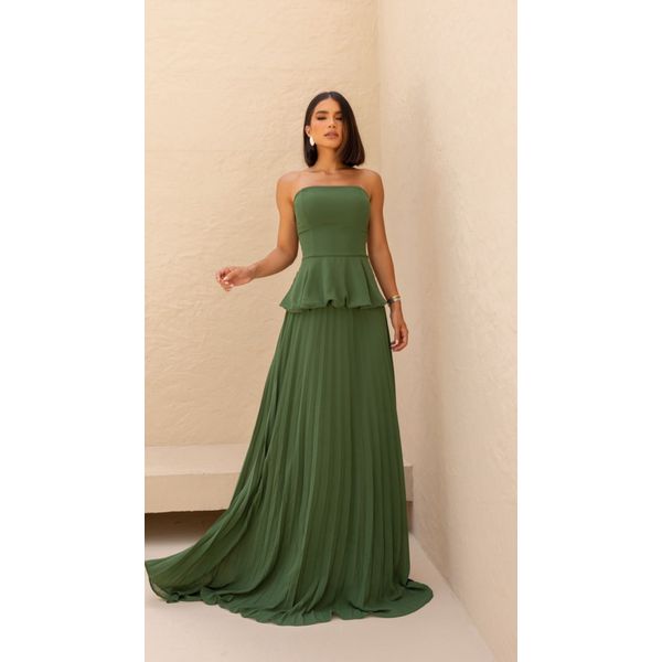 vestido Maria Alice verde oliva