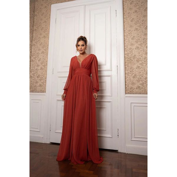 vestido maria terracota