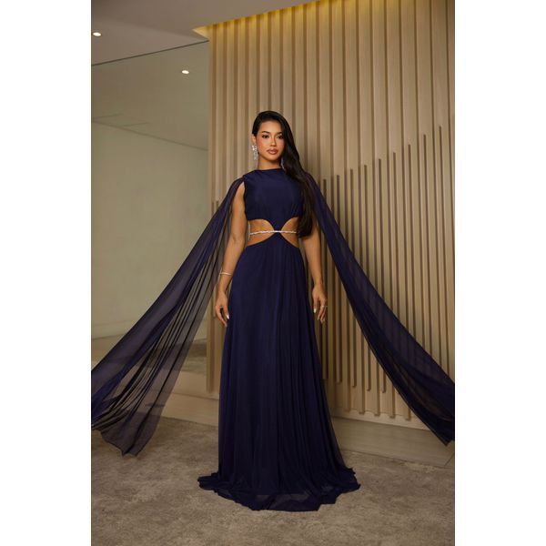vestido Miranda azul marinho