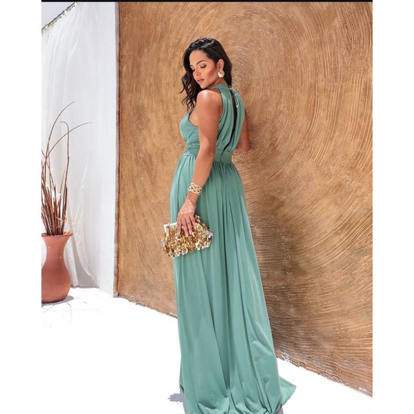 Vestido Romana Tule Verde Oliva