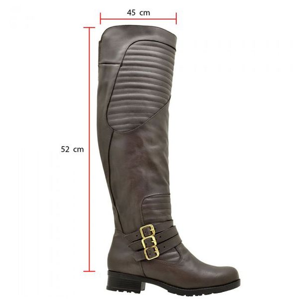 Bota Feminina Cano Super Alto Dorf Couro Brown o DORF