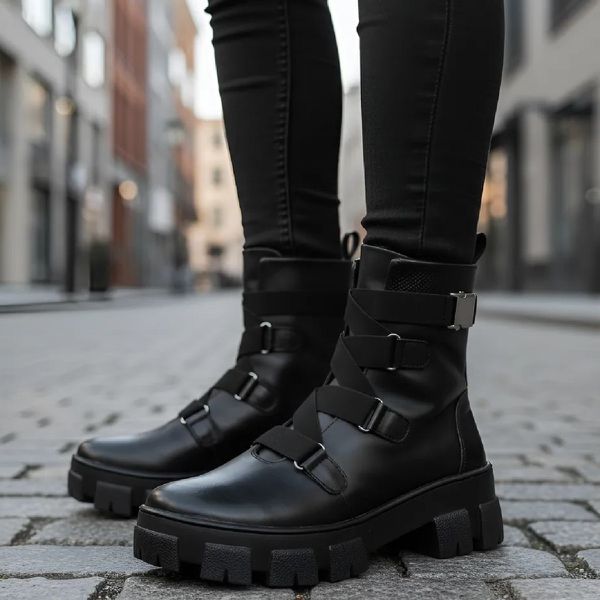 Bota Coturno Casual Feminina Dorf Couro Preto 