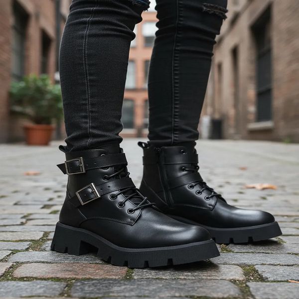 Bota Coturno Tratorada Dorf Feminina Couro Preto