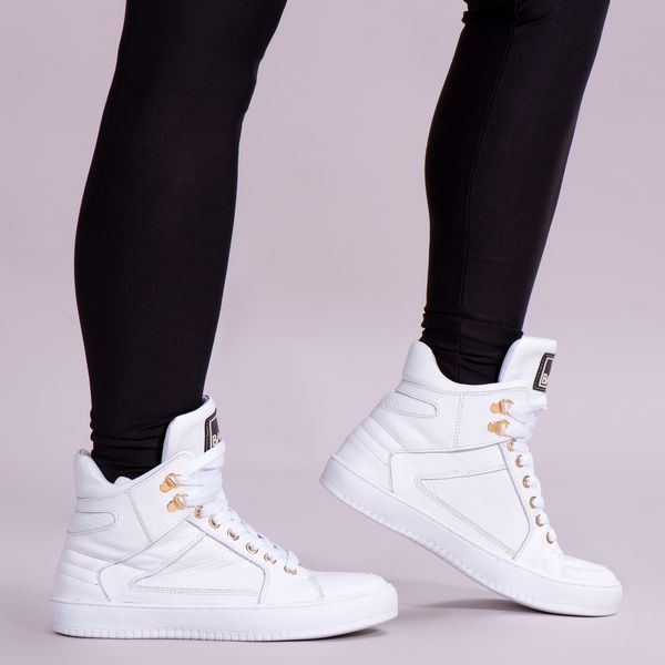Tenis Sneaker Bawmi Cano Alto Feminino Branco ESTILODR