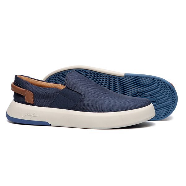 Sapato Masculino Yacht Det.Traseira Lona Marinho JEF