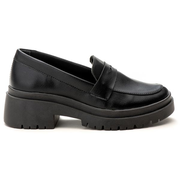 Mocassim Feminino Tratorado Preto Liso